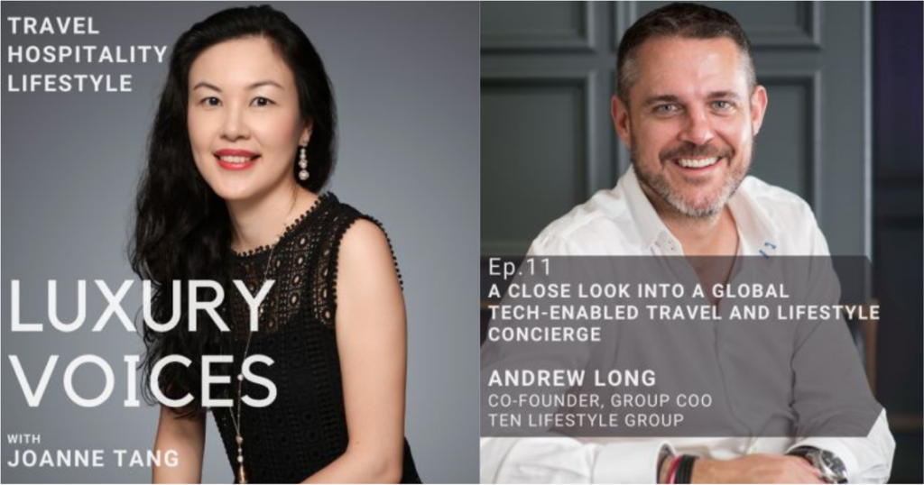 Andrew Long and Joanne Tang record episode of Luxury Voices podcast