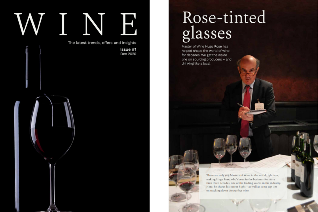 WINE and DINE: WINE cover page plus Hugo Rose interview cover photo